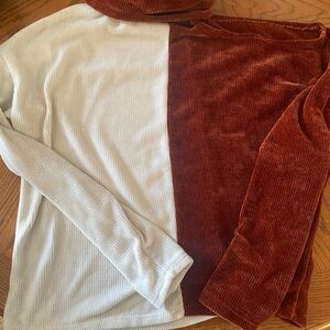 Pink Lily Warm-Toned Cold Shoulder Ribbed Top